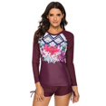 thumbnail image 1 of Coofit Two Piece Swimsuit Set Long Sleeve Sun Protection Rash Guard Wetsuit for Women, 1 of 8