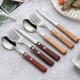 thumbnail image 4 of 6pcs/set Stainless Steel Cutlery Set With Wood Handle Holder Fork Spoon Knife Set Kitchen Dinnerware, 4 of 5