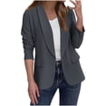 thumbnail image 1 of aohooy Vestons Formels pour Femmes Automne Chic Ouvert Col à Revers Veste de Complet Tenue de Bureau Décontractée Manches Longues Bureau Travail Veston 2025 Gris Foncé,L, 1 of 8