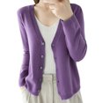 thumbnail image 2 of Cardigan Manteau Doux en Tricot pour Femmes, Mode Durable, Printemps et Automne, Décontracté, Ample, Uni, Manches Longues, Col en V, à Boutons - Hontri, 2 of 4