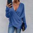 thumbnail image 1 of RKSTN Sweaters for Women Fashion Solid Color Long Sleeve Pullove V-Neck Shirt Sweater Tops Fall Sweaters, 1 of 9
