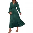 thumbnail image 1 of Gspmoly Robes pour Femmes, Robe à Manches Longues Décontractée à Col en V et à la Mode pour Femmes au Tempérament, Robes de Mariage pour Femmes Offres des Fêtes, 1 of 6