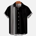 thumbnail image 3 of XZNGL Chemise à Manches Courtes Boutonnée pour Hommes, Col Rabattu à Imprimé Patchwork, Mélange Polyester Spandex, avec Poches avant, Coupe Décontractée, Tenue d'Été pour l'Extérieur, 3 of 6