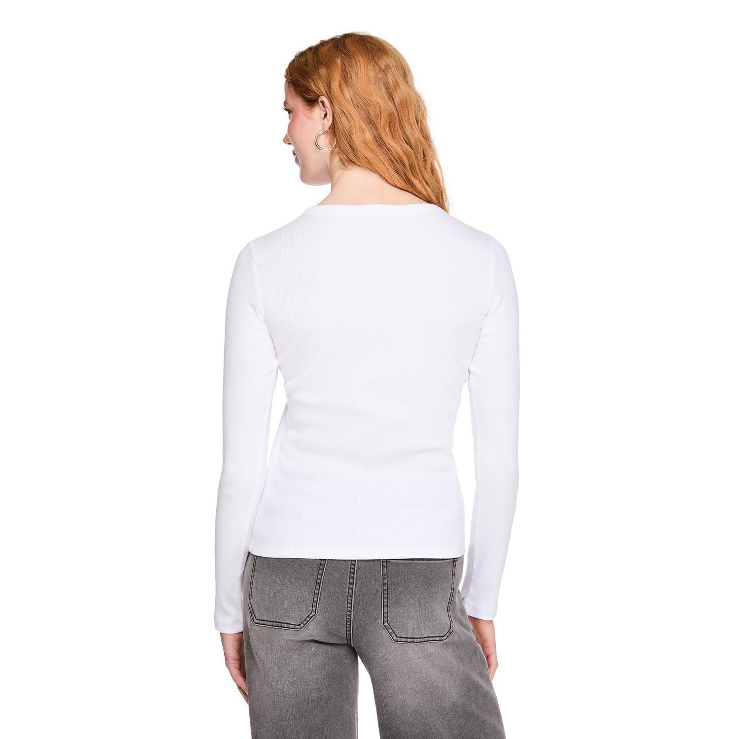T-shirt côtelé à manches longues George pour femmes