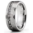 thumbnail image 2 of Men's Tungsten Carbide Ring Hammered Meteorite Wedding Band 8MM Silvertone, 2 of 4