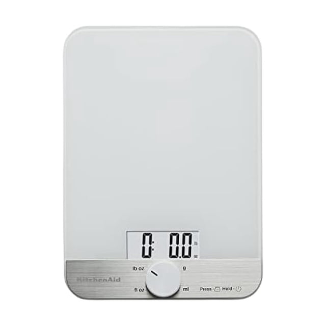 KitchenAid KQ908 Glass Surface 11 Pound Capacity Digital Kitchen and Food Scale, White