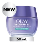 Olay Regenerist Night Recovery Face Cream with Triple Collagen Peptide, Wrinkle Reducer, Non-Greasy, Fragrance-Free, Hydrating Face Moisturizer for Women, 50 mL