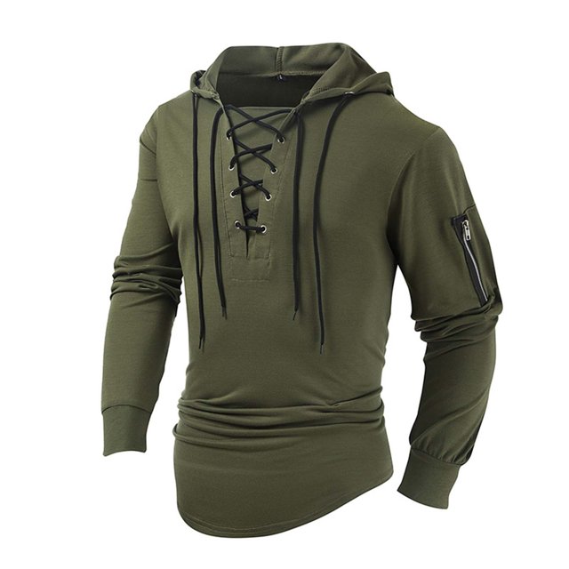 FAIWAD Men's Long Sleeve Drawstring Sweatshirts Drop Shoulder Zip Hooded Sweatshirts Trendy Spring Tops