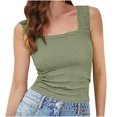 thumbnail image 2 of LSLJS Womens Summer Solid Tank Tops Neck Crop Tops Flower Spring Going Out Tops Slim Crop Cami Wide Straps Sleeveless Shirts Top, Womens Tank Tops, 2 of 9