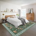 thumbnail image 2 of Washable Rug 9x12 Mushroom Butterfly Large Area Rug Non Slip Living Room Rugs Insect Moth Print Accent Carpet Non Shed Soft Bedroom Carpets Thin Foldable Modern Carpet for Farmhouse, Green, 2 of 6