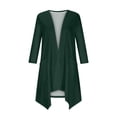 thumbnail image 4 of Mrat Sheer Cardigan for Womens 3/4 Sleeve Tops with Pocket Solid Irregular Flowy Jacket S-86 Army-Green 3XL, 4 of 5