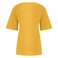 thumbnail image 5 of CHOK Mchoice Chemises pour Femmes 2024 à Manches Courtes Décontractées Hauts Grande Taille Col Rond Imprimé Ample Blouse en Coton et Lin à Boutons, 5 of 5