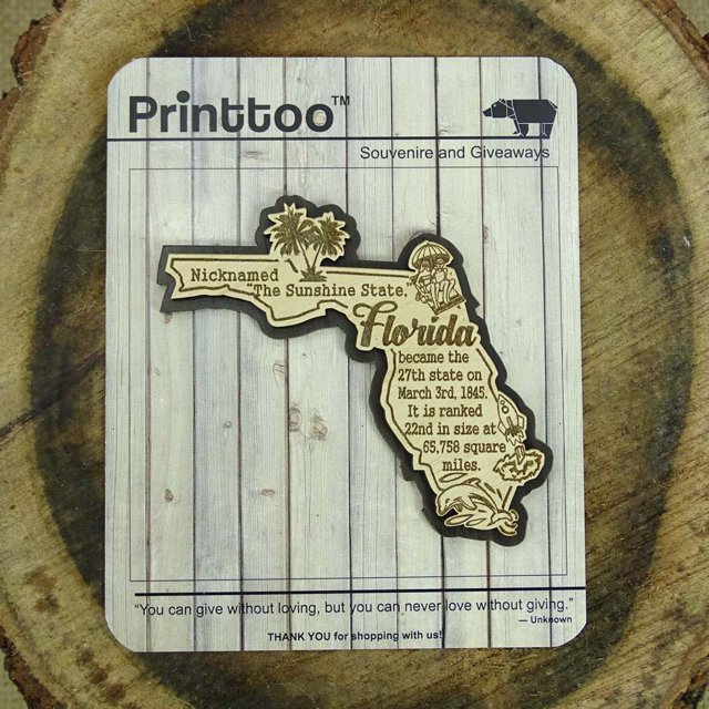 USA Florida State Map Wooden Magnet Souvenir Fridge Magnet Gift