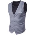 thumbnail image 2 of Jovati Sleeveless Suit Vest for Men, Solid Color, Polyester Blend, Slim Fit, Button Front, Casual Formal Wear, Spring Summer, 2 of 9