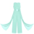 thumbnail image 1 of renvena Kids Girls Flower Wedding Party Bodysuit Ruffled Chiffon Pageant Banquet Rompers Summer Wide Leg Pants Jumpsuit Playsuit with Detachable Embellishment Mint Green 12, 1 of 5