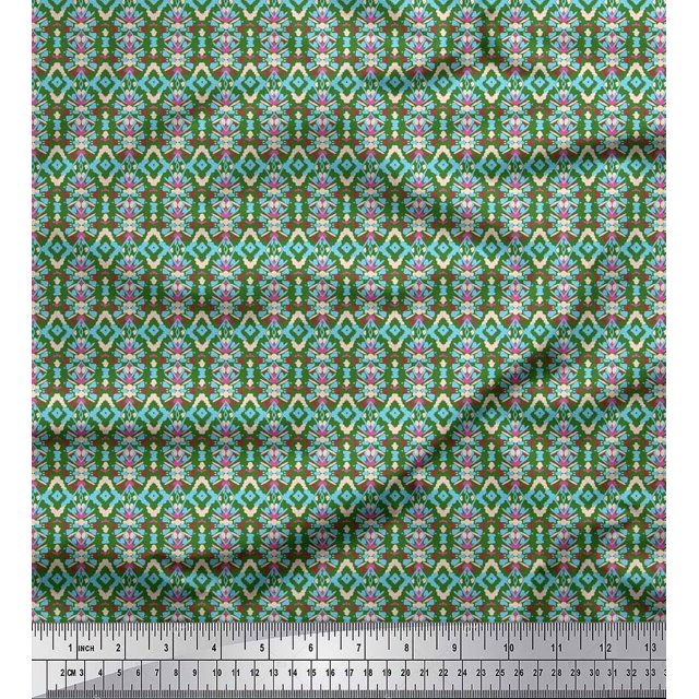 Soimoi Velvet Fabric Geometric Ethnic Decor Fabric Printed Yard 58 Inch Wide