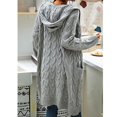 thumbnail image 4 of Women Hooded Open Front Cardigan Cable Knit Sweaters Solid Chunky Long Sweater Coats with Pockets, 4 of 5