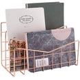 thumbnail image 1 of Letter Tray Paper Tray Rose Gold Desk Organiser 3 Compartment Organiser System Handmade Document Tray Metal Decorative Storage Compartments for Envelopes Documents Newspapers Books(Rose Gold), 1 of 6