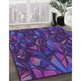 thumbnail image 3 of Ahgly Tapis d'Intérieur Lavable en Machine Carré Transitionnel Iris Violet, 3 Pieds Carré, 3 of 7