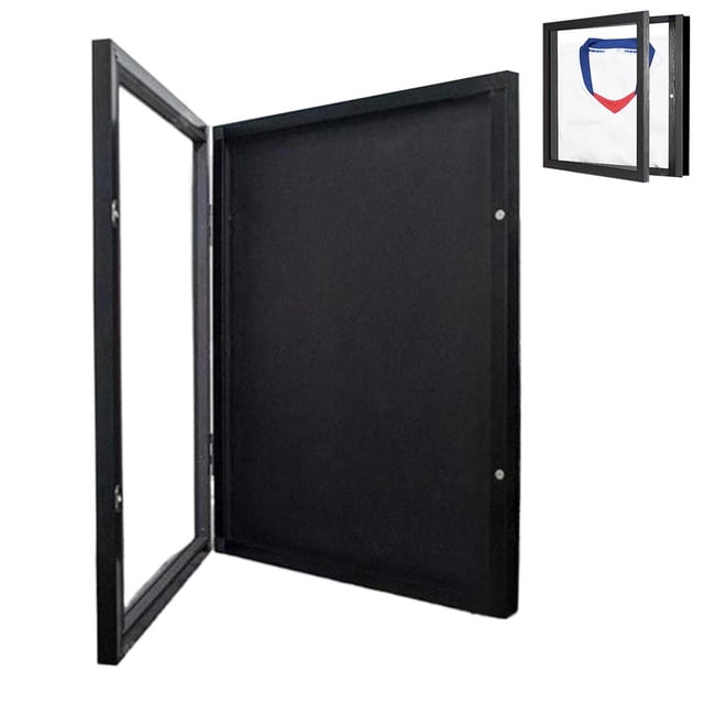 SharkTRUE T Shirt Display Frame, Black Imitation Wood T Shirt Frame with 98 UV Protection Acrylic, 1 Depth of Usable Space Shadow Box, Wall-Mountable Display Case for Jerseys, Sports Memorabilia, Shir