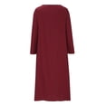 thumbnail image 4 of AherBiu Robe Maxi Ample pour Femmes Grande Taille en Coton et Lin à Manches Longues, Boutonnée, Col Rond, Froncée, 4 of 7