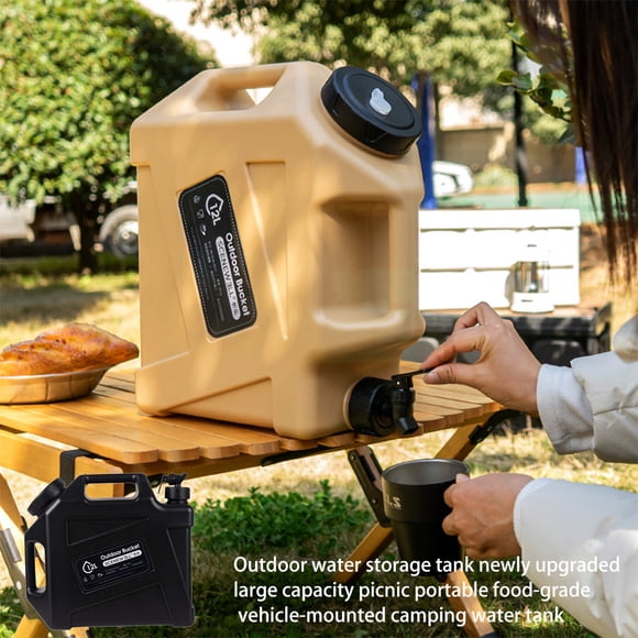 Maoww 12L Outdoor Camping Water Bucket Driving Portable Leakproof Container Valve Storage Barrels Backpacking Trekking Black