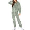thumbnail image 2 of Combinaison une-Pièce Femme à Manches Longues à Capuche Pyjama Combinaison Décontractée d'Hiver Chaude Combinaison de Nuit Combinaisons pour Femmes en Liquidation, 2 of 6