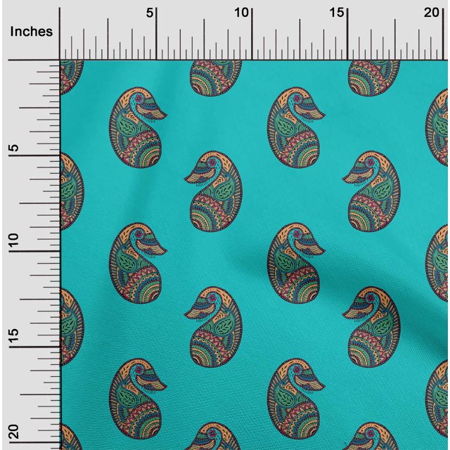 oneOone Cotton Poplin Fabric Paisley Block Decor Fabric Printed BTY 42 Inch Wide