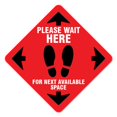 thumbnail image 1 of SignMission FD-X-7-99998 Non-Slip Floor Graphic Coronavirus Vinyl Decal - Please Wait Here Red, 1 of 1