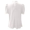 thumbnail image 5 of WEIYLL Tshirt for Women Solid Temperament Loose Short Sleeve Mock Neck Ruffles White Tees Sizes M, 5 of 5
