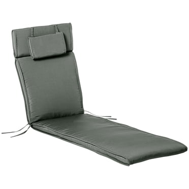 Outsunny Garden Lounger Chair Cushion with Thick Padded, Headrest, Grey