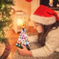thumbnail image 3 of Patiojoy 15" Prelit Ceramic Tabletop Christmas Tree Silver Hand-Painted Battery Powered w/ 66 Colorful Lights, 3 of 10