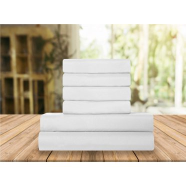 Elegant Comfort Draps de Lit Luxueux et Doux 1500 Fils Percale Qualité Égyptienne Douceur Résistants aux Plis et à la Décoloration (Ensemble de Literie 6 Pcs), Très Grand Californien, Blanc