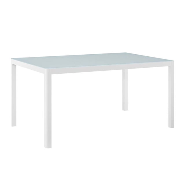 Modway Raleigh Table à Manger d'Extérieur en Aluminium et Verre de 59 Pouces pour Patio, Blanc
