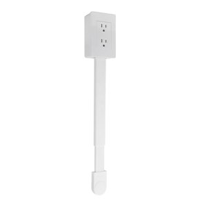 Flat Extension Cord, Flat Plug Power Strip with 2 Outlets, Hidden Outlet Extender for Wall Mount, Desk Charging Station, 22 to 34 Inch Extension, 180 Degree Rotatable