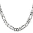 thumbnail image 3 of Diamond2Deal 925 Sterling Silver Rhodium-plated 7.75 mm Figaro Chain Necklace for Mens 28", 3 of 5