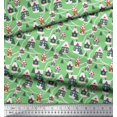 thumbnail image 3 of Soimoi Silk Fabric Tree & House Architectural Fabric Prints by Yard 42 Inch Wide, 3 of 5