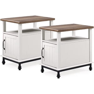 WAMPAT Farmhouse White Nightstands Set of 2, Wood Bed Side Table with Open Storage, Modern Cabinet Shelf End Table for Bedroom and Living Room