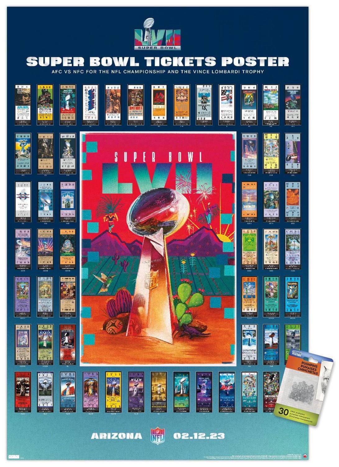 NFL League - Super Bowl LVII Ticket Collage Wall Poster, 22.375" x 34"
