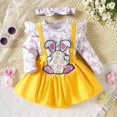 thumbnail image 2 of MIASHUI Baby Girl Easter Outfit Long Sleeve Romper Rabbit Suspender Skirt Overall Dress,Yellow,12-18 Months, 2 of 9