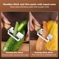 thumbnail image 4 of Multi Functional Vegetable Peelers for Kitchen, Ultra-Sharp Stainless Steel Blade & Ergonomic Wood Handle Kitchen Tool for Fruits, Vegetables, Pelador de Papas Pumpkin Papaya Zucchini, 4 of 8