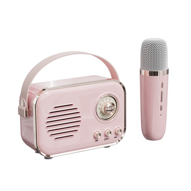 Retro mini speaker portable wireless Bluetooth speaker microphone outdoor karaoke