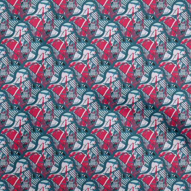 oneOone Cotton Cambric Red Fabric Abstracts Fabric For Sewing Printed Craft Fabric By The Yard 42 Inch Wide