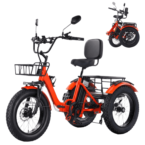 NOMIGO Tricycle Électrique Vélo Électrique Pliant à 3 Roues avec Batterie au Lithium 48V16Ah 750W Pneu Grand 20*4.0 Pouces Tricycle Électrique pour Adultes