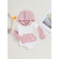 thumbnail image 3 of Faithtur Baby Hooded Rompers Infant Contrast Color Loose Fit Bodysuit with Pocket Newborn Jumpsuits for Winter, 3 of 8