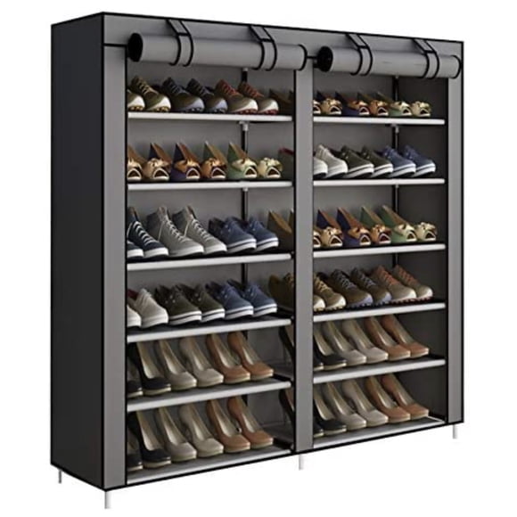 AGASY Shoe Rack Portable Storage Free Standing Shoe Organizer with Non-Woven Fabric Cover (Grey)