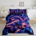 thumbnail image 1 of YST Dinosaur Bedding 3Pcs Colorful Neon Striped Comforter Set Tropical Botanical Floral Bedding Comforter Sets Jungle Magical Animal Down Comforter Full, 1 of 5