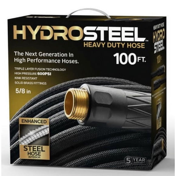 HydroSteel Heavy Duty Garden Hose Triple Layered Steel Garden Hose 100Ft