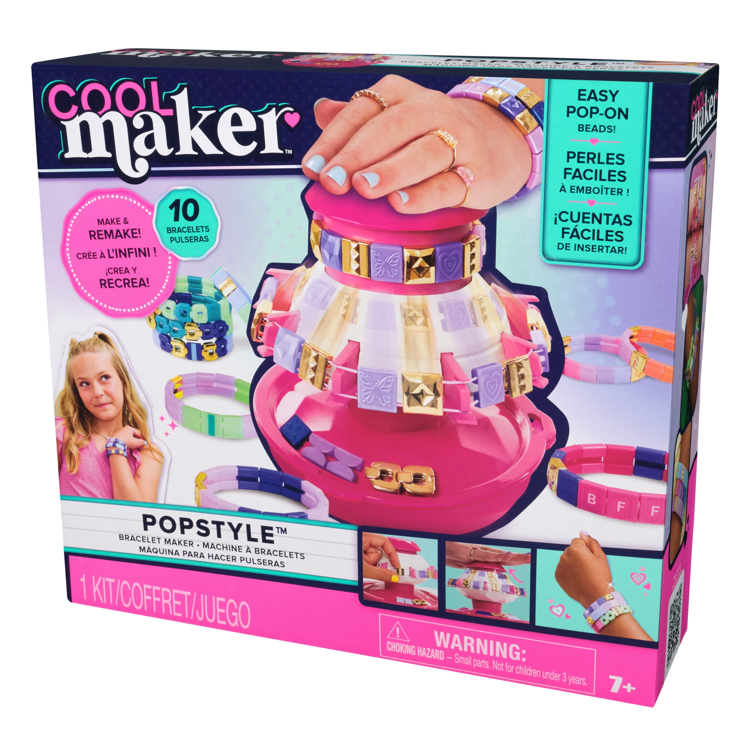 Cool Maker PopStyle Bracelet Maker, 170 superbes perles, 10 bracelets, rangement, coffret de fabrication de bracelets d'amitié, jouets d'art et de loisirs créatifs pour filles