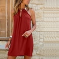 thumbnail image 2 of Weiqiqre Robes pour Femmes Grande Taille Solde de Feu Mode Femmes Été Aguichant Décontractée Sans Manches à Col Licou Robe Unie, 2 of 6